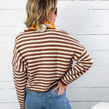 Candy Fudge Brown Striped Cardigan Sweater Things Between
