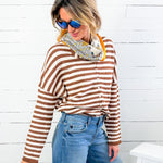 Candy Fudge Brown Striped Cardigan Sweater Things Between
