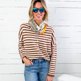 Candy Fudge Brown Striped Cardigan Sweater Things Between