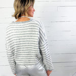 Candy Grey Striped Cardigan Sweater Things Between