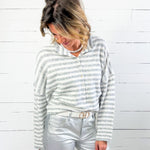 Candy Grey Striped Cardigan Sweater Things Between