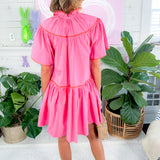 Candy Pink Contrast Tier Mini Dress Karlie