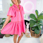 Candy Pink Contrast Tier Mini Dress Karlie