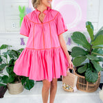 Candy Pink Contrast Tier Mini Dress Karlie