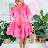 Candy Pink Contrast Tier Mini Dress Karlie