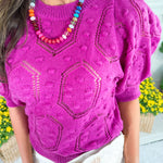Cannes Magenta Puff Sleeve Sweater Pinch