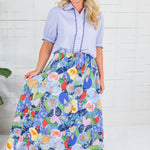 Capote Blue Pinstripe Scallop Edge Top Bon