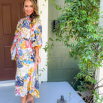 Caramel Floral Midi Dress