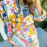 Caramel Floral Midi Dress