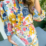 Caramel Floral Midi Dress