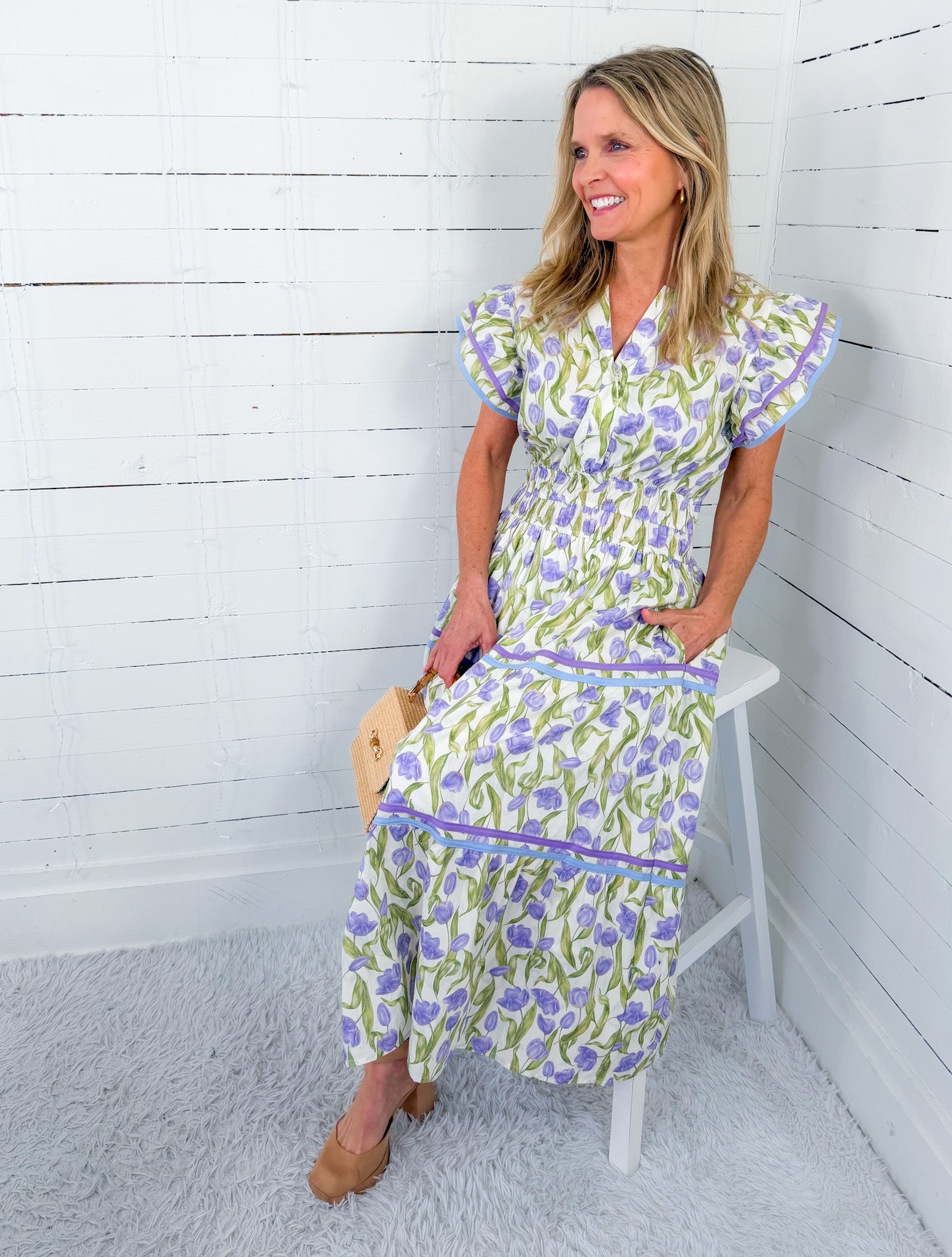 Carlisle Lilac Tiered Maxi Dress