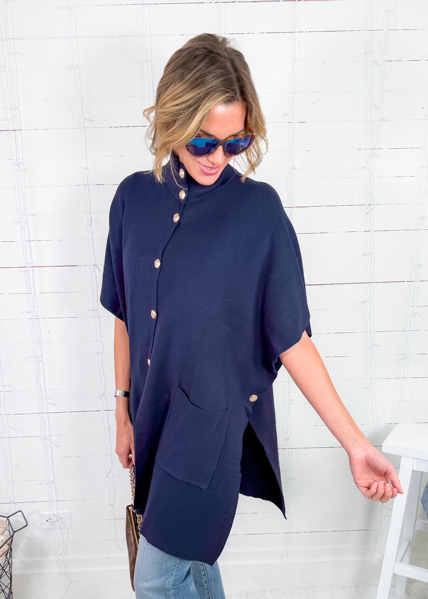 Carlisle Navy Knit Cape Molly Bracken
