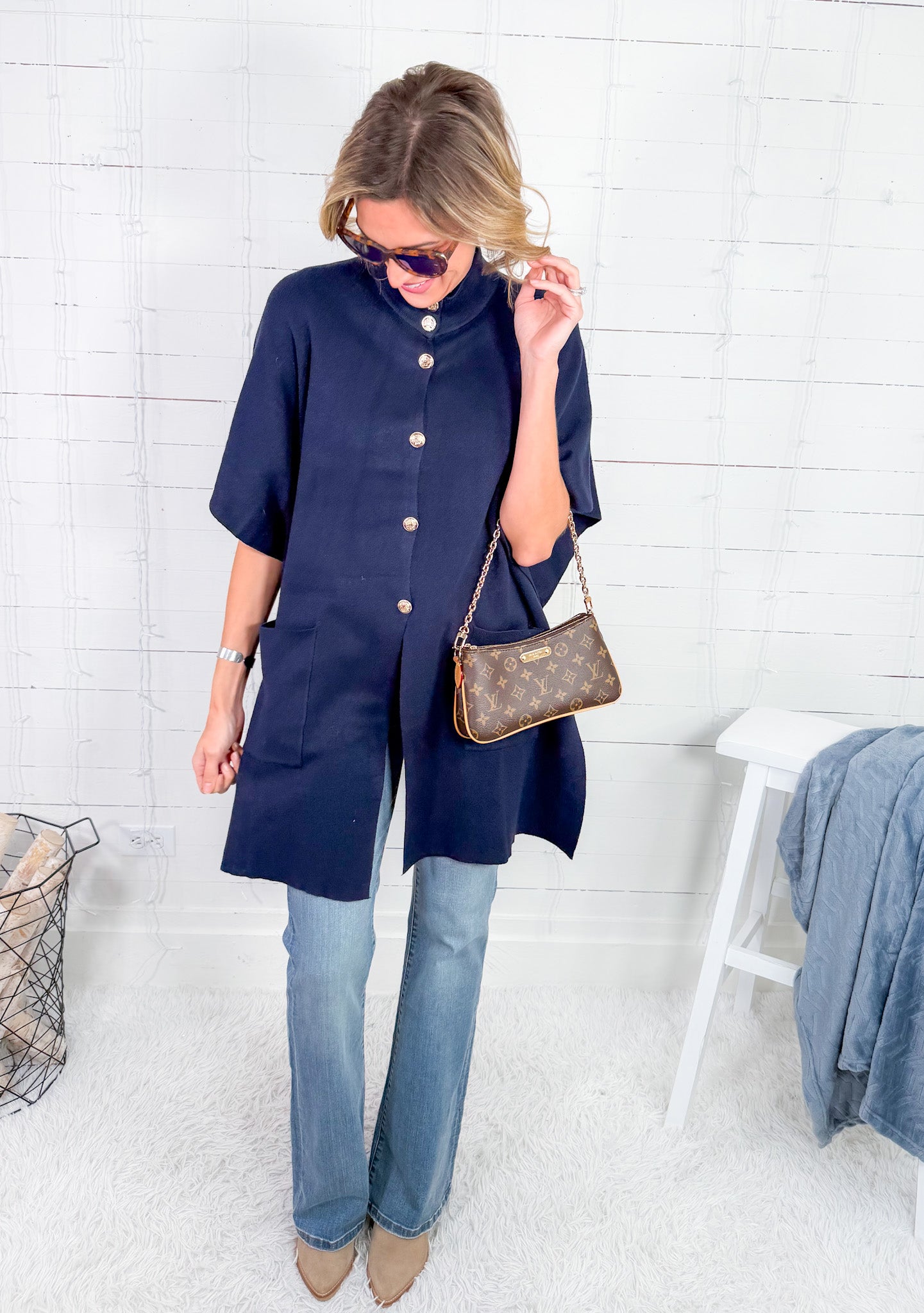 Carlisle Navy Knit Cape Molly Bracken