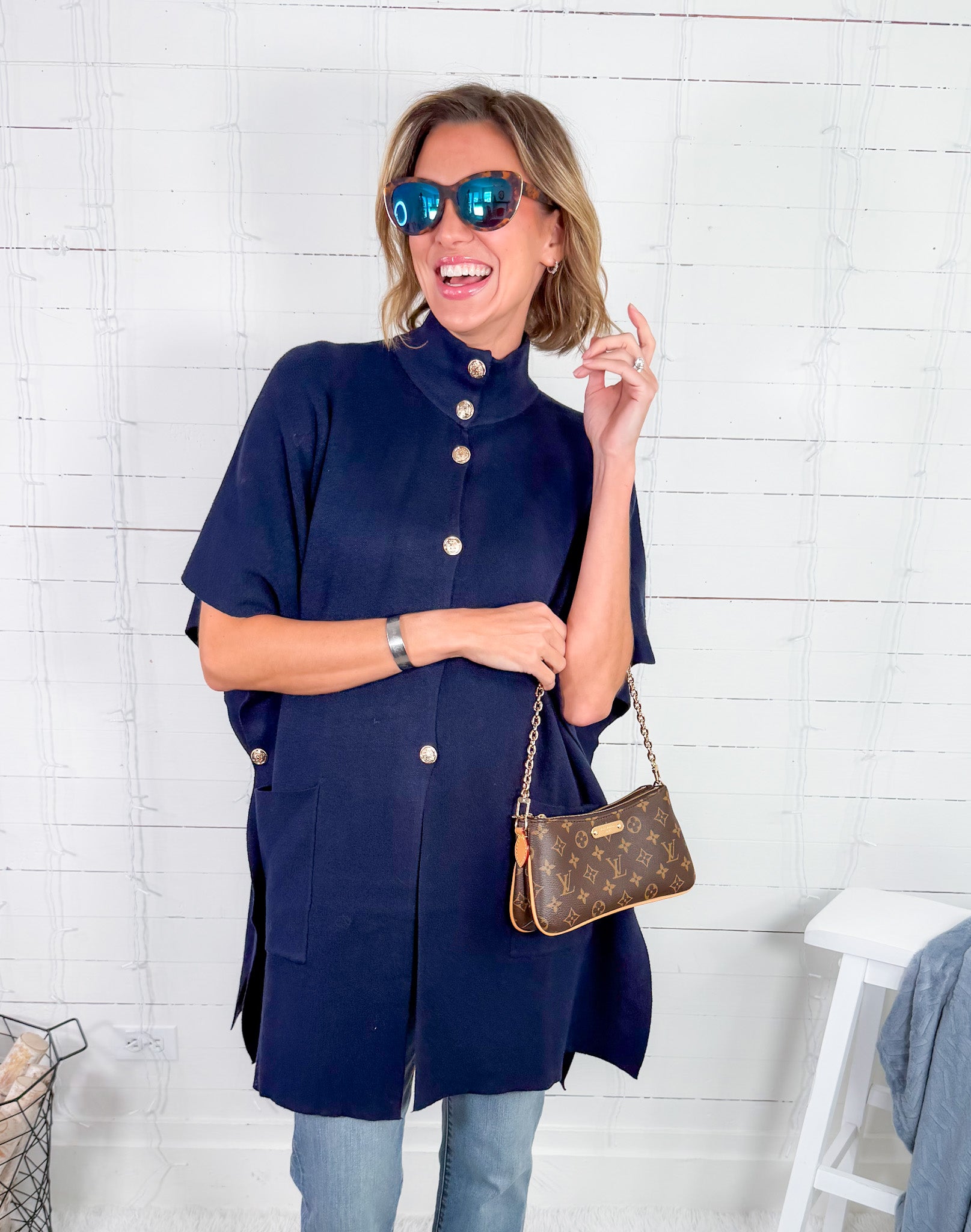 Carlisle Navy Knit Cape Molly Bracken