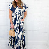 Carmela Navy Floral Maxi Dress BIGHIT