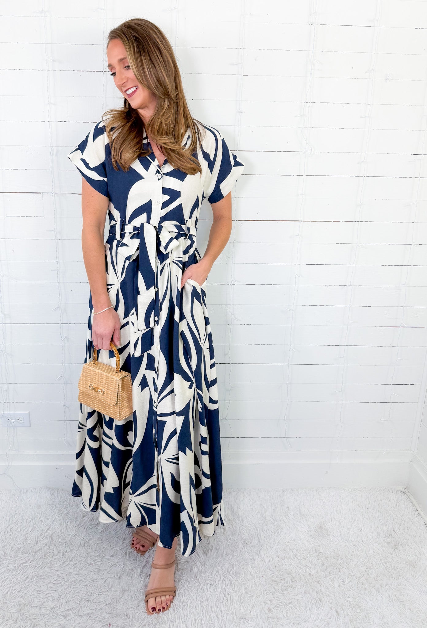 Carmela Navy Floral Maxi Dress BIGHIT