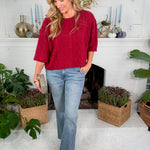 Carmen Burgundy Cable Knit Cropped Sweater Entro