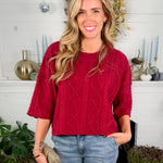 Carmen Burgundy Cable Knit Cropped Sweater Entro