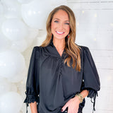 Carnation Black Tie Sleeve Top