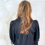 Carnation Black Tie Sleeve Top