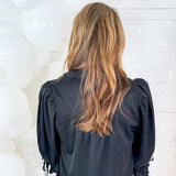 Carnation Black Tie Sleeve Top