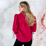 Carnation Garnet Tie Sleeve Top