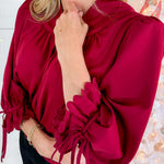 Carnation Garnet Tie Sleeve Top