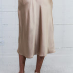 Carnation Light Gold Satin Maxi Skirt