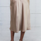 Carnation Light Gold Satin Maxi Skirt