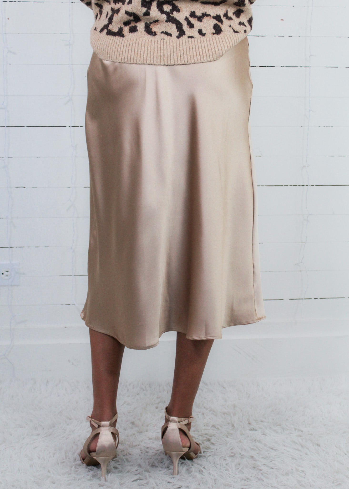 Carnation Light Gold Satin Maxi Skirt