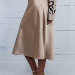 Carnation Light Gold Satin Maxi Skirt