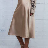 Carnation Light Gold Satin Maxi Skirt