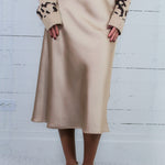 Carnation Light Gold Satin Maxi Skirt