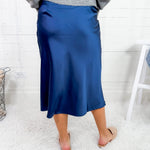 Carnation Navy Satin Maxi Skirt