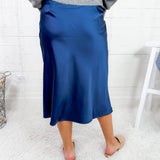 Carnation Navy Satin Maxi Skirt