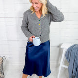 Carnation Navy Satin Maxi Skirt