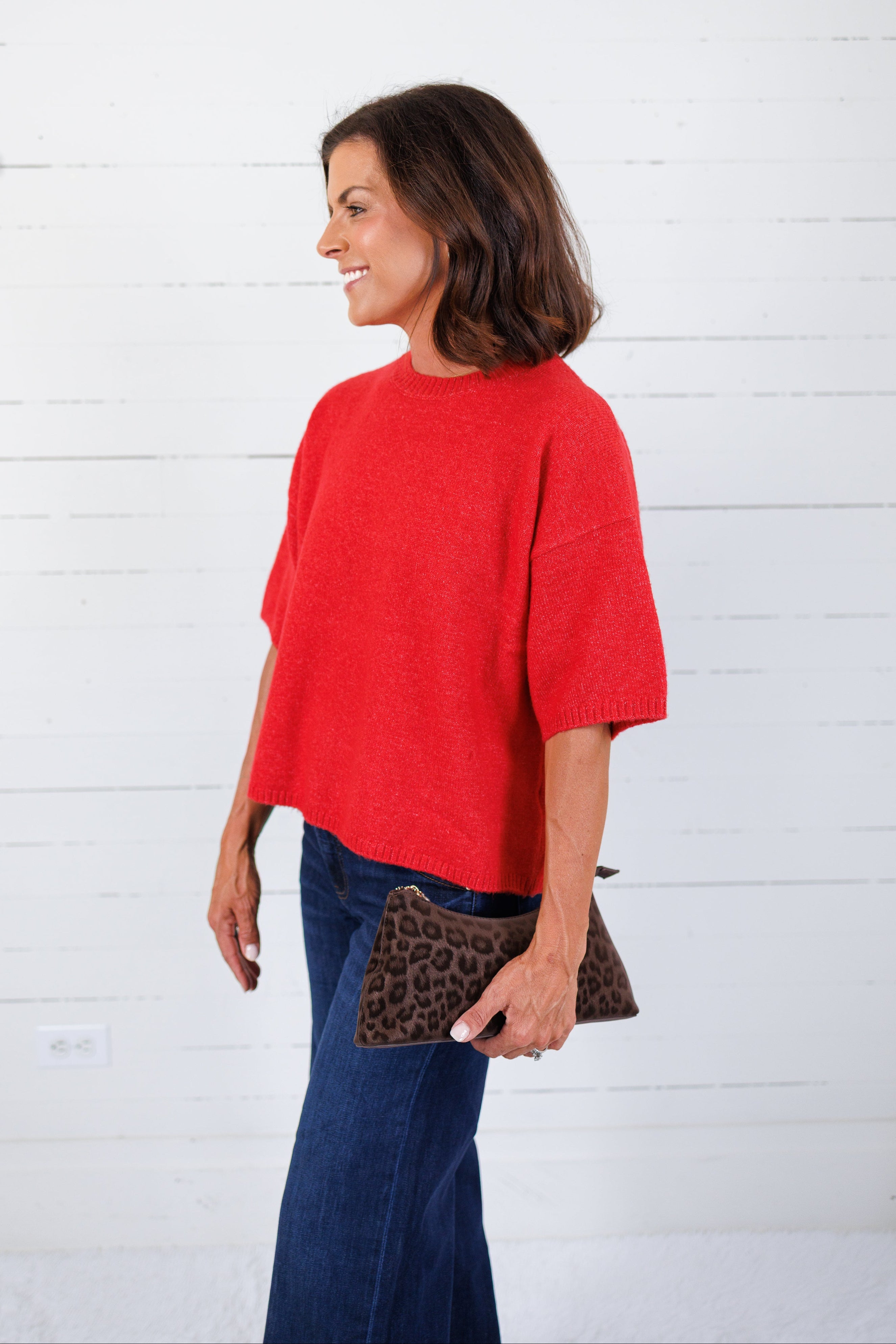 Carnival Red Boxy Sweater Le Lis