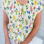 Carolina Cream Floral Button Top THML