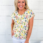 Carolina Cream Floral Button Top THML