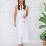 Carolina White Poplin Flap Shirt Dress Meet Me in Santorini