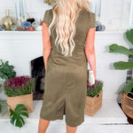 Carpenter Moss Suede Midi Dress THML