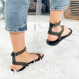 Carrie Black + Gold Stud Sandals Shu Shop