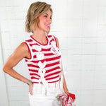 Carruthers Crimson Stripe Bow Sweater Vest