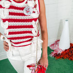 Carruthers Crimson Stripe Bow Sweater Vest
