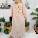 Carson Brown Striped V-Neck Maxi Dress Entro