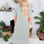 Carson Hunter Green Striped V-Neck Maxi Dress Entro