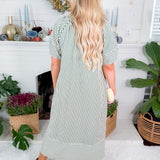 Carson Hunter Green Striped V-Neck Maxi Dress Entro