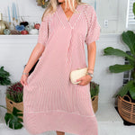 Carson Rust Striped V-Neck Maxi Dress Entro