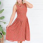 Carson Brick + Cream Dotty Dropwaist Dress Lalavon