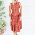 Carson Brick + Cream Dotty Dropwaist Dress Lalavon